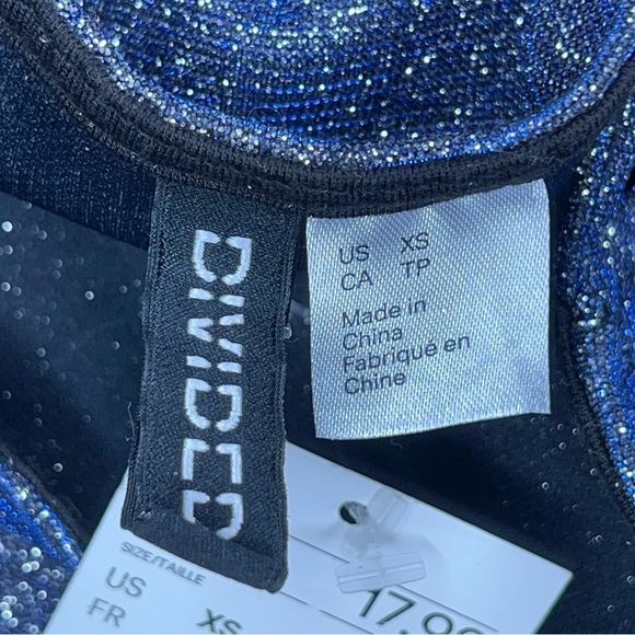 NEW XS H&M BLUE GLITTER DRESS EVENT PARTY COCKTAIL DATE NIGHT - Picture 9 of 10